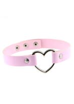 Choker Lichtroze Hartje Leer Collar Ketting Hart Halsband Ro, Handtassen en Accessoires, Kettingen, Ophalen of Verzenden, Nieuw