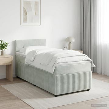 vidaXL Boxspringbed met matras Lichtgrijs 90 x 200 cm, Verzenden