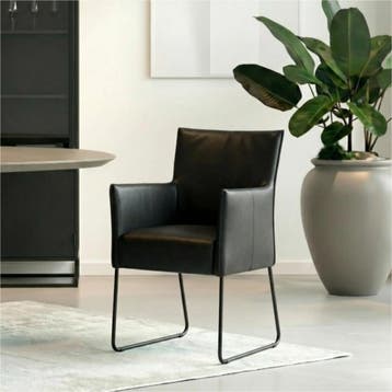 Leren eetkamerstoel Mate met armleuning - Toledo Nero, Huis en Inrichting, Stoelen, Zwart, Nieuw, Ophalen of Verzenden, Industrieel, Modern
