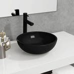 vidaXL Wasbak 35x12 cm gehard glas zwart, Verzenden