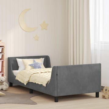 vidaXL Kinderen bedframe met hoofdboard Donkergrijs 90 x 190, Verzenden