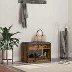 vidaXL Hallenbank met kussen met plank Gerookte Eik 63 x 38, Verzenden, Nieuw