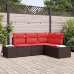 vidaXL Tuinbank Set met kussen 4 pcs Bruin poly rattan, Verzenden, Nieuw