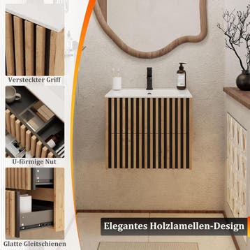 Wastafelkast - Wastafelmeubel - Wastafelonderkast - 60x45x50, Verzenden, Nieuw