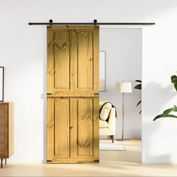 vidaXL Schuifdeur CORONA 80 x 210 cm Massief grenenhout, Doe-het-zelf en Bouw, Verzenden, Nieuw