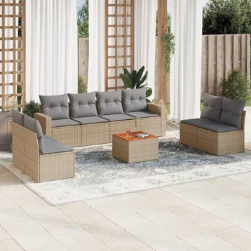 vidaXL Patio Sofa Set 8-zits Mix Beige en Lichtgrijs, Verzenden
