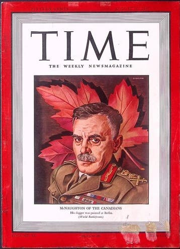 Cover Time Magazine1942 met Andrew McNaughton (lijst optie), Verzenden, Foto of Poster