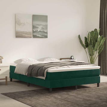 vidaXL Boxspring bed 140x200 cm fluweel donkergroen, Verzenden, Nieuw
