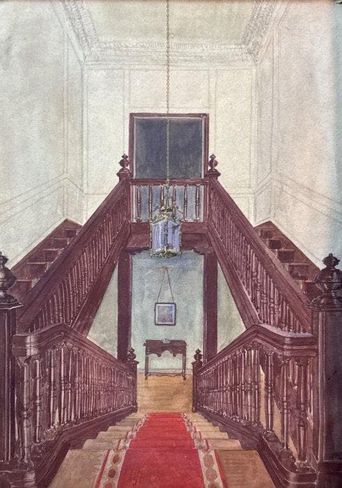 European School (1930s) - Stairway to the Stairs, Antiek en Kunst, Kunst | Schilderijen | Klassiek