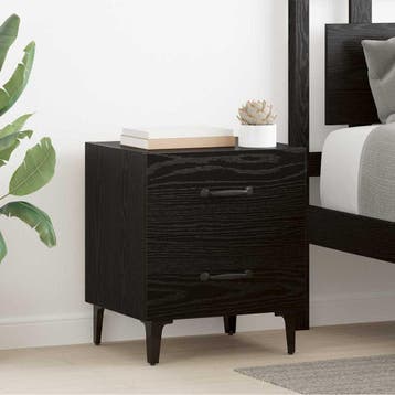 vidaXL Bedkast 2 st Zwart Eiken 40 x 35 x 47,5 cm Bewerkt, Verzenden