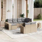 vidaXL 10-delige Loungeset met kussens poly rattan beige, Verzenden, Loungeset