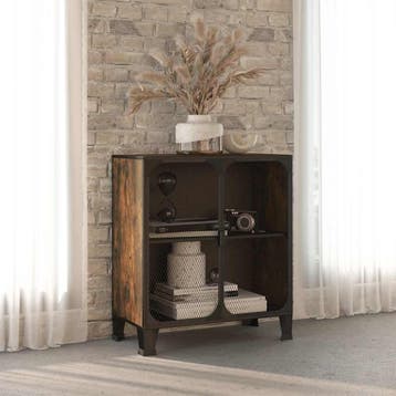 vidaXL Opbergkast 72x36x82 cm metaal en MDF rustiek bruin, Verzenden, Nieuw