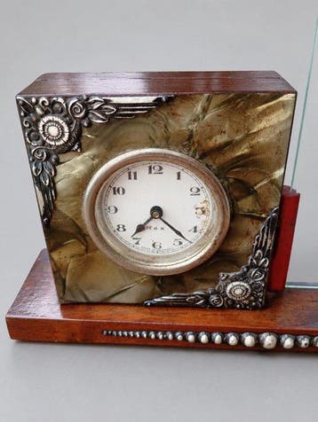 Klok - REX - Zilver, Hout, Metaal - 1920-1930 - Tafelset