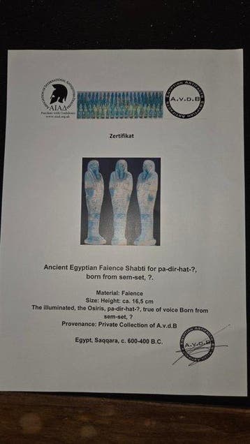 Oud-Egyptisch faience Ushabti voor Pa-di-Hat (?) geboren bij