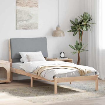 vidaXL Bedframe Bruin en lichtgrijs 100 x 200 cm Massief, Huis en Inrichting, Slaapkamer | Bedden, Verzenden, Nieuw