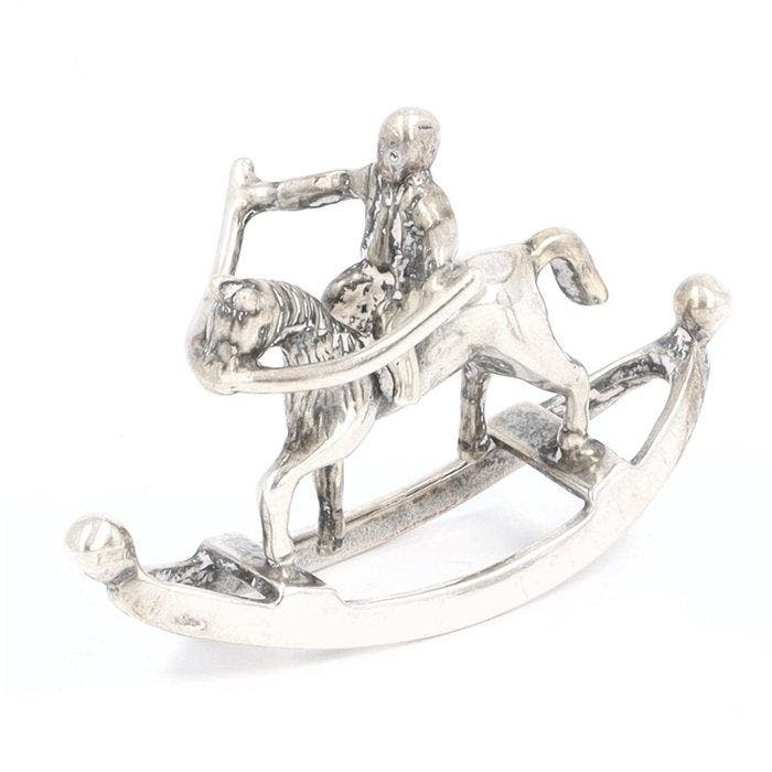 NO RESERVE - Weeda/Stout - Miniatuur hobbelpaard en smid -, Antiquités & Art, Antiquités | Argent & Or