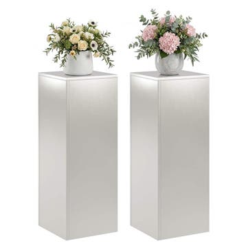 vidaXL Plantenstand 2 pcs zilver 30 x 30 x 80 cm Staal, Tuin en Terras, Verzenden, Nieuw