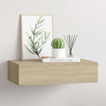 vidaXL Wandschap met lade 40x23,5x10 cm MDF eikenkleurig, Huis en Inrichting, Verzenden, Nieuw