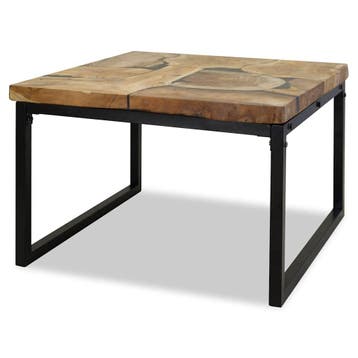 vidaXL Salontafel 60x60x40 cm teakhout en hars, Huis en Inrichting, Tafels | Salontafels, Verzenden, Nieuw