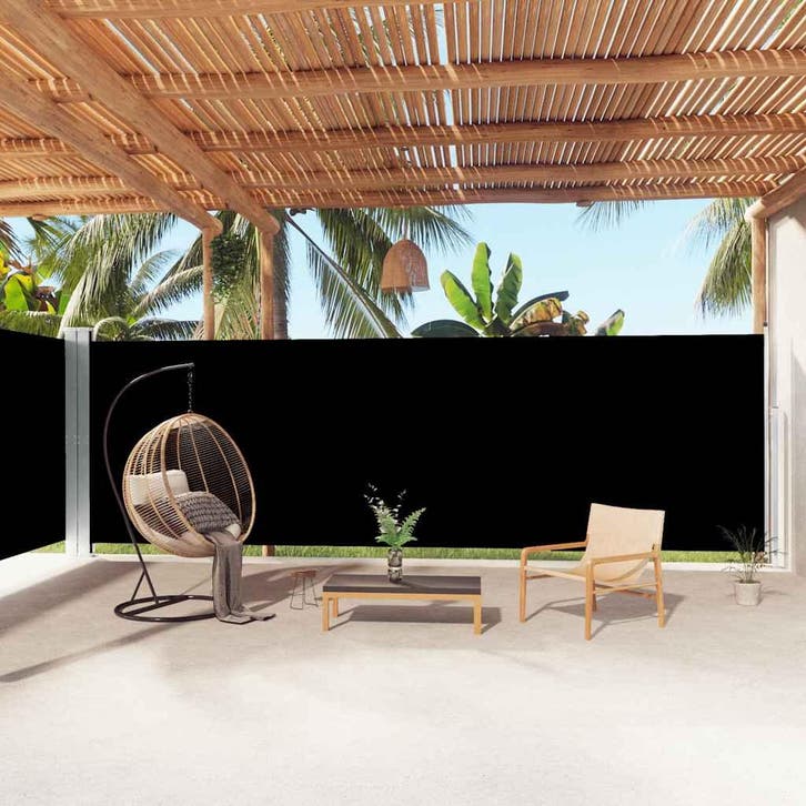 vidaXL Windscherm uittrekbaar 200x1000 cm zwart, Tuin en Terras, Parasols, Nieuw, Verzenden