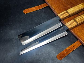 Japanese Style Kitchen Knife SET With Leather BAG Included -