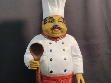 Beeldje - Grande figurine de chef cuisinier avec cuillère -