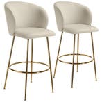 tectake Barkruk Luana, met rugleuning, fluweellook - creme/g, Huis en Inrichting, Verzenden, Nieuw