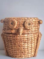Panier - Hibou - Paille - Panier tréssé Hibou
