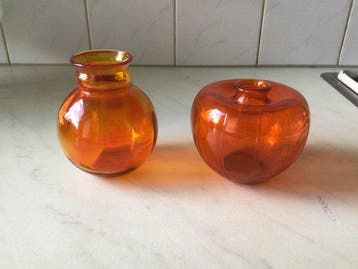 Glasfabriek Leerdam - A.D. Copier - Vaas (2) - Glas - Oranje