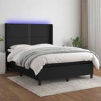 vidaXL Boxspring met matras en LED stof zwart 140x200 cm, Verzenden