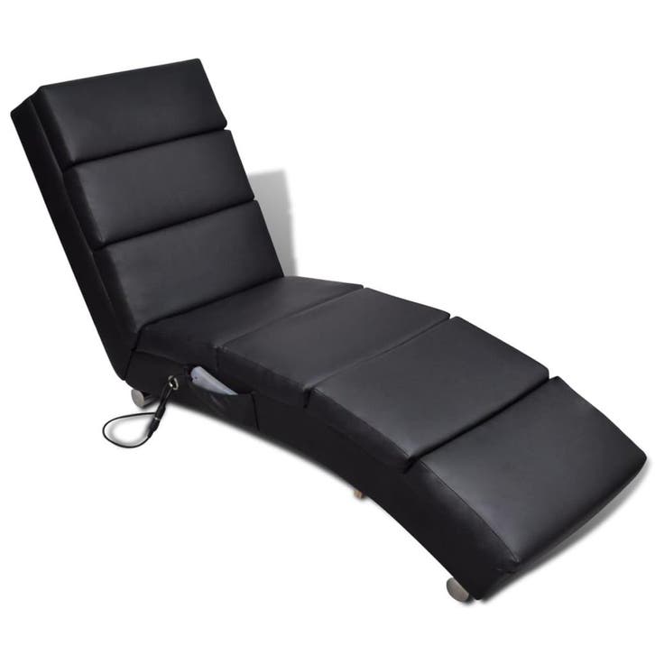 vidaXL Massagelounger kunstleer zwart, Maison & Meubles, Chaises, Envoi