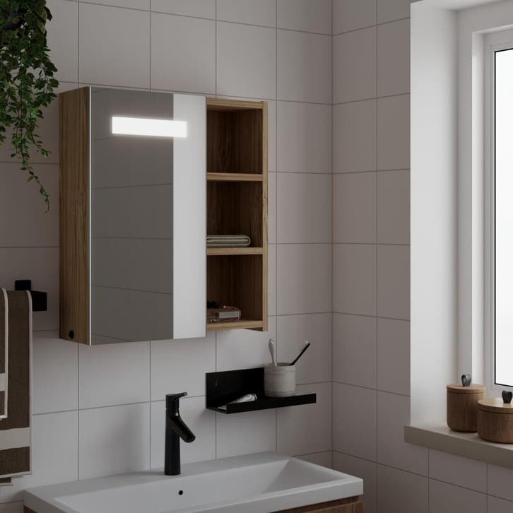 vidaXL Badkamerkast met spiegel en LED 45x13x52 cm, Maison & Meubles, Tables | Coiffeuses, Envoi