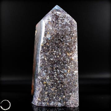 Natuurlijke agaat obelisk met zwarte amethist – Zeldzame