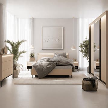 Lenart Trend Bedroom Opbergbed Met Verlichting – Zandbeige /