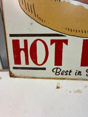 Hot Dogs – Best in Town – Emaille reclamebord – Retro diner