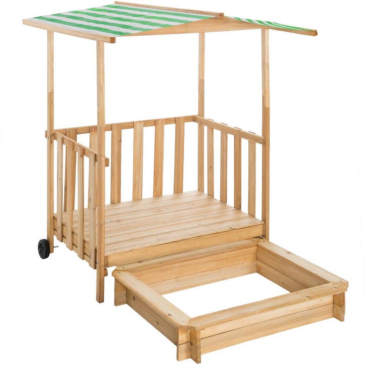 tectake Zandbak met overkapping 106x105x137cm - groen, Enfants & Bébés, Jouets | Extérieur | Bacs à sable, Envoi