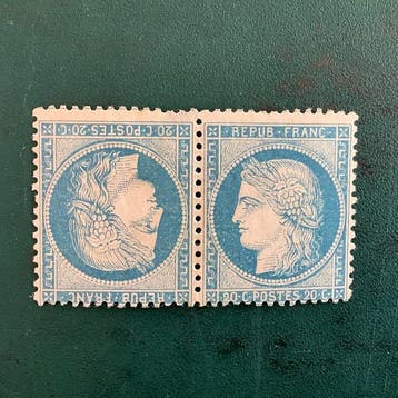 France 1870 - 20 centimes Siege de Paris avec réimpression, Gestempeld