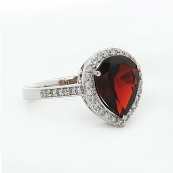 Ring - 14 karaat Witgoud - 2.75ct. tw. Granaat - Diamant -