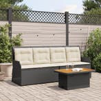 vidaXL 3-delige Loungeset met kussens poly rattan zwart, Verzenden, Nieuw, Loungeset