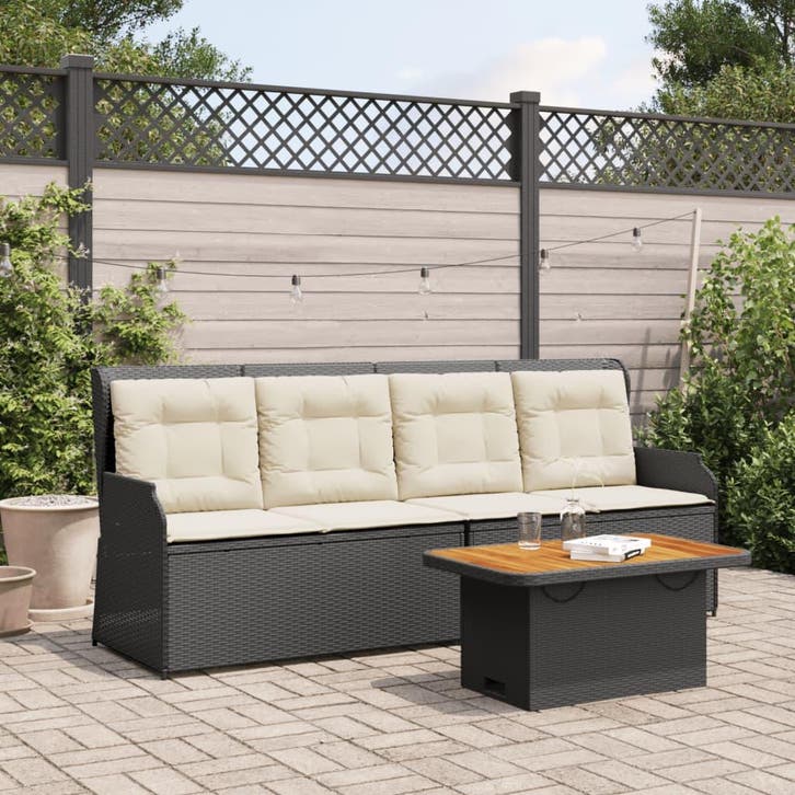 vidaXL 3-delige Loungeset met kussens poly rattan zwart, Tuin en Terras, Tuinsets en Loungesets, Loungeset, Nieuw, Verzenden