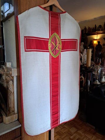 Chasuble Kazuivel Dalmatiek Kerkgewaad - Antiek - geweven, Antiek en Kunst