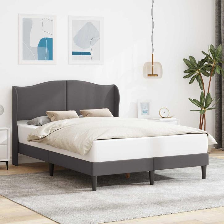 vidaXL Bedframe met hoofdeinde Grijs 140 x 200 cm Kunstleer, Huis en Inrichting, Slaapkamer | Bedden, Nieuw, Verzenden