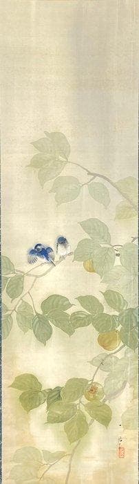 Twee Japanse hangende rollen: Kleine vogels op een