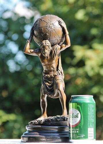 Beeld, atlas - 33 cm - marmer brons