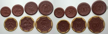 Satz, 20,50 Pfennig, 1,2,5,10,20 Mark 1921 Staatliche Not..., Verzenden