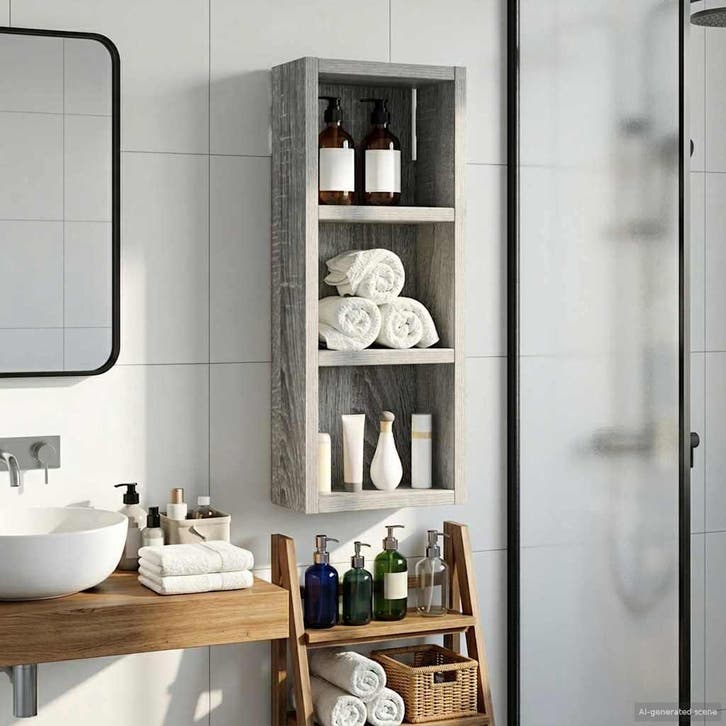 vidaXL Badkamer wandkast met plank Grijze Sonoma 20 x 10 x, Huis en Inrichting, Tafels | Kaptafels, Nieuw, Verzenden