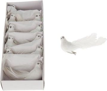 Vogel witte duiven op clip 12 stuks
