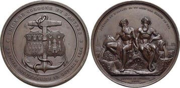 Bronze-medaille 1844 Koeln-freie Reichsstadt, Postzegels en Munten, Penningen en Medailles, Verzenden