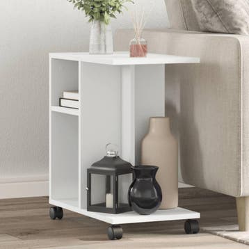 vidaXL Bijzettafel met wieltjes 50x30x55 bewerkt hout wit, Huis en Inrichting, Tafels | Bijzettafels, Verzenden, Nieuw