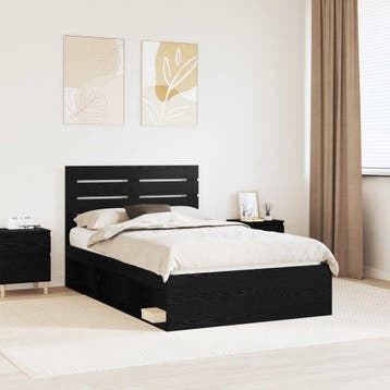 vidaXL Bedframe met hoofdeinde Zwart 120 x 190 cm Massief, Verzenden, Nieuw